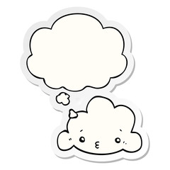 cute cartoon cloud and thought bubble as a printed sticker