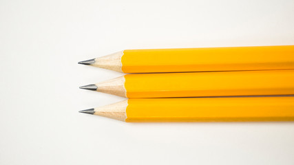 Yellow pencil isolated on white background.