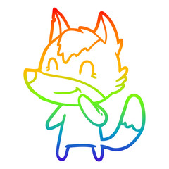 rainbow gradient line drawing friendly cartoon wolf