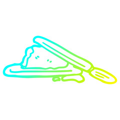 cold gradient line drawing cartoon butter and knife