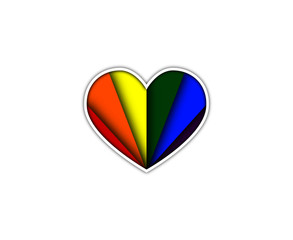 Pride heart with LGBT flag from bottom center