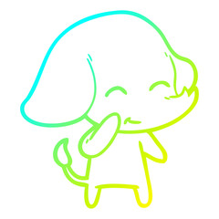 cold gradient line drawing cute cartoon elephant