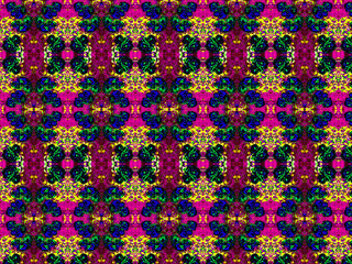 Seamless endless repeating bright ornament of multi-colored geometric shapes