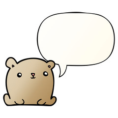 cute cartoon bear and speech bubble in smooth gradient style