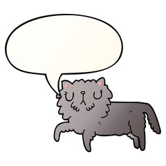 cartoon cat and speech bubble in smooth gradient style