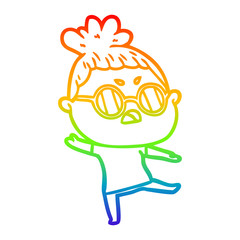 rainbow gradient line drawing cartoon annoyed woman