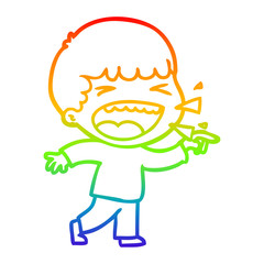 rainbow gradient line drawing cartoon laughing man