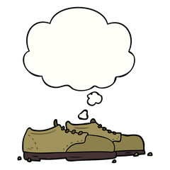 cartoon shoes and thought bubble