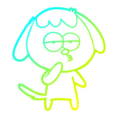 cold gradient line drawing cartoon tired dog