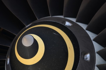Aircraft turbine detail. Fan and cone system.