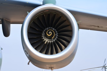 Aircraft turbine detail. Fan and cone system.
