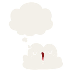 cute cartoon cloud and thought bubble in retro style