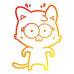 warm gradient line drawing cartoon surprised cat