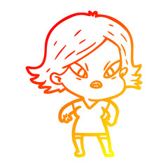 Obraz premium warm gradient line drawing cartoon stressed woman