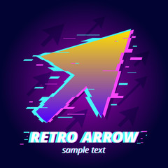 Arrow symbol in mix pop art and glitch style