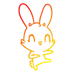 warm gradient line drawing cute cartoon rabbit dancing