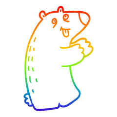 rainbow gradient line drawing cartoon polar bear