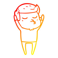 warm gradient line drawing cartoon model guy pouting