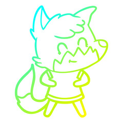 cold gradient line drawing cartoon happy fox
