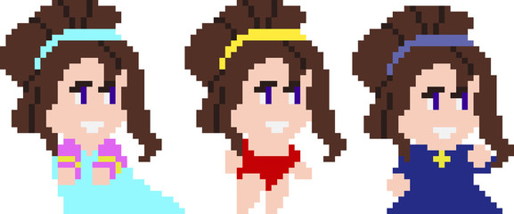 Set of pixel characters in art style