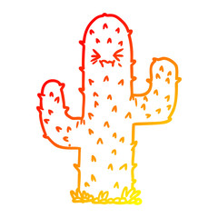 warm gradient line drawing cartoon cactus