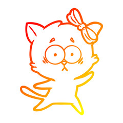 Obraz premium warm gradient line drawing cartoon cat