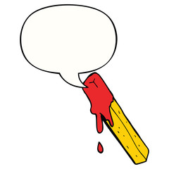 cartoon dipped fry and speech bubble