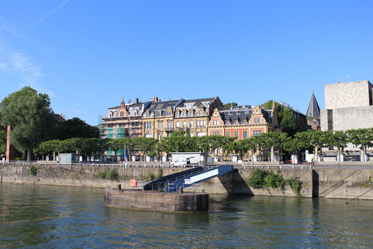 Boat dock on the Rhine river in Mainz