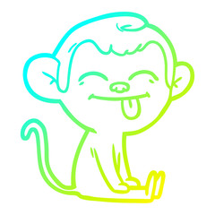 cold gradient line drawing funny cartoon monkey sitting