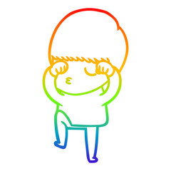 rainbow gradient line drawing cartoon calm boy