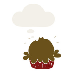 cute cartoon pie and thought bubble in retro style