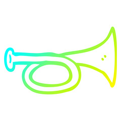 cold gradient line drawing cartoon brass horn