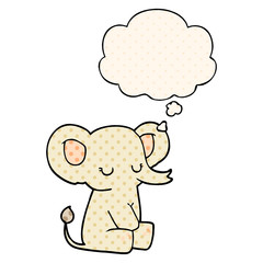 cartoon elephant and thought bubble in comic book style