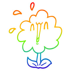 rainbow gradient line drawing cartoon flower