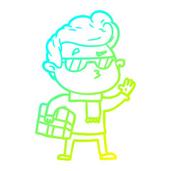 cold gradient line drawing cartoon cool guy