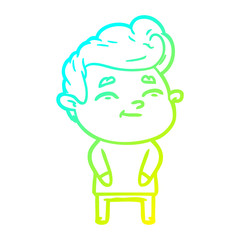 cold gradient line drawing happy cartoon man