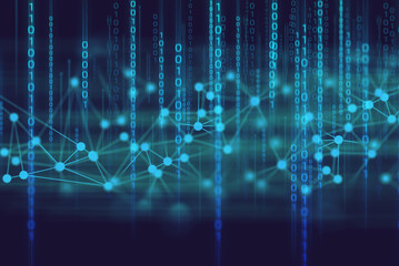 network 01 code technology ,background 3d rendering illustration, deep learning, atom cell science, security sever online cyber hacker digital, connect to social, internet of things