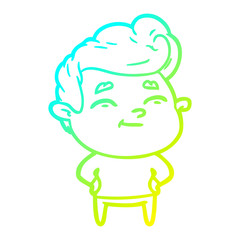 Obraz premium cold gradient line drawing happy cartoon man