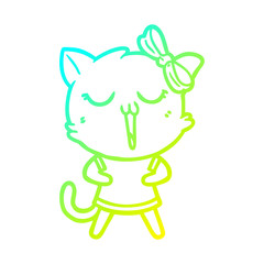 cold gradient line drawing cartoon cat