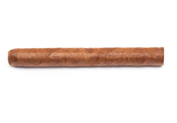 Close-up Cuban Cigar isolated on white Background, Havana brown Cigar