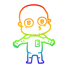 rainbow gradient line drawing cartoon weird bald spaceman