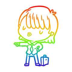 rainbow gradient line drawing efficient businesswoman giving orders