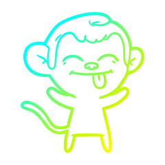 cold gradient line drawing funny cartoon monkey