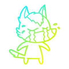 cold gradient line drawing cartoon crying wolf