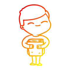 warm gradient line drawing cartoon smiling boy