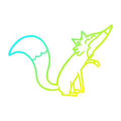 cold gradient line drawing cartoon fox