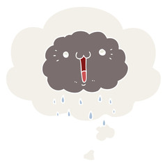 cartoon cloud and thought bubble in retro style