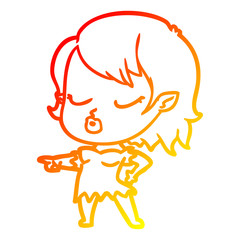 warm gradient line drawing cute cartoon vampire girl