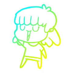 cold gradient line drawing cartoon woman