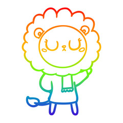 rainbow gradient line drawing cartoon lion